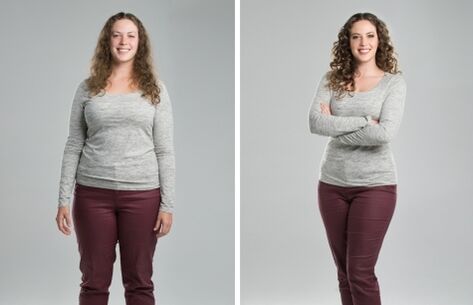 Antes e depois de uma dieta proteica